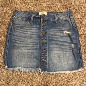 Denim button down skirt.